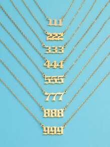 1 件時尚不銹鋼號碼項鍊 111 222 333 444 555 666 777 888 999 鋼號項鍊 女士男士禮物