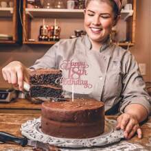 1 件 10 13 16 18 20 21 30 35 40 45 50 55 60 70 75 80 85 90 岁生日快乐蛋糕装饰，生日快乐蛋糕装饰 10 13 16 18 20 21 30 35 40 45 50 55 60 70 75 80 85 90 周年生日派对装饰礼物插件用品（玫瑰金），圣诞节