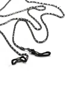 Street Hollow Out Metallic Glasses Chain Necklace Glasses Accessories For Women For Outdoor Activities, Vacation, Travel, Outfit Accessories, And Gifting - Black and White - View 2