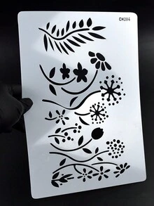 1 件可重複使用的塑膠繪畫模板,帶有葉子、花朵和幾何圖案,適合兒童和學生,適合繪畫、塗鴉、壁畫、紋身、裝飾、蛋糕噴漆、烘焙裝飾模板,由寵物材料製成,多用途鏤空繪畫模板,裝飾、婚禮蛋糕和餅乾裝飾、繪畫、噴漆、剪紙、壁畫和紋身 - 白色 - 查看 2