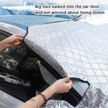 1pc Car Windshield Snow Cover With 5 Magnets, Winter Frost Guard Sun Shade Protective Front Window Cover For Car - Multicolor - View 3