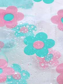 1pc Pvc Floral Pattern Toiletry Bag, Travel Waterproof Cosmetic Bag - Green - View 5