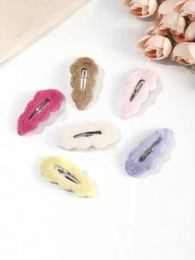 6入組蓬鬆雲朵和波浪形狀髮夾,適用於女性鬢角和側邊頭髮,多巴胺色調,甜美可愛的髮飾品