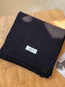 New Winter Arrival Women's Solid Color Imitation Cashmere Knit Scarf, Soft And Warm Neck Warmer, Fashionable Basic Style Accessory Casual - Black - View 2