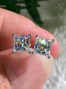 Thời trang Sáng bóng Tim Bông tai stud Thanh tú Đồ trang sức Buổi tiệc Ngày lễ Đồ trang trí Quà Tặng Cô Gái 1 đôi - trái tim trắng - Xem 22