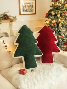 1 Pieza Almohada De Poliéster Con Forma De Árbol De Navidad - Rojo - Ver 6
