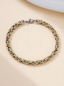 1入款式龐克風不鏽鋼空心6mm連鎖手鍊,男女皆宜,休閒/日常/派對/節慶配飾