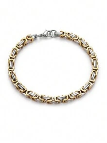 1入款式龐克風不鏽鋼空心6mm連鎖手鍊,男女皆宜,休閒/日常/派對/節慶配飾