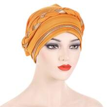 Multicolor Short Braid Patchwork Headscarf Hat, Fashionable European And American Style - Burgundy - View 6