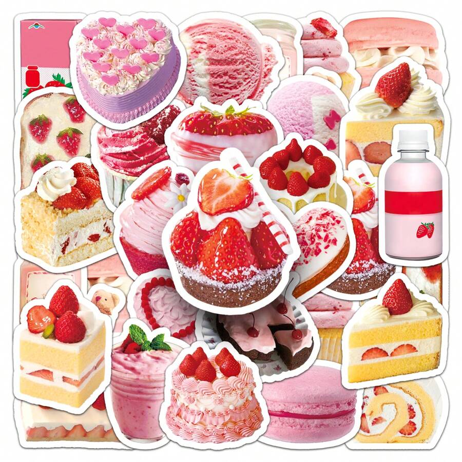 50 Piezas Pegatinas De Doodle De Alimentos Y Postres De Dibujos Animados De Pasteles - Multicolor - Ver 1