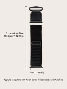 Nylon Fashionable Mountain Sports Style Adjustable Strap Compatible With Apple Watch Series 1-9 - Black - View 9