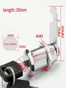 1個鋅合金轉舌鎖,鎖芯適用於玻璃櫥櫃、櫥櫃、文件櫥、員工儲物櫃、郵箱、衣櫃 - 銀色 - 查看 11