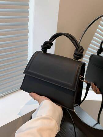 1 Bolso cuadrado pequeño para mujer de diseño francés de nicho, de unicolor, de textura de alta gama en PU, versátil, nuevo para 2023, tipo bandolera