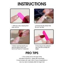 YADORNOS 24 件長棺材形法式漸層桃色假指甲套裝含 1 張果凍膠和 1 個指甲銼 - 彩色 - 查看 6