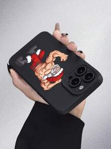 1入組聖誕肌肉男紋理霧黑色tpu軟殼手機保護殼,全防護,防塵防水,適用於iphone 7/8/11/12/13/14/15/x/xr/xs/plus/pro/pro Max/se3/mini系列手機 - 黑色 - 查看 4