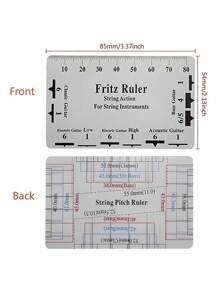 1set Stainless Steel Guitar Measuring Ruler, Slot Saw Ruler, Neck Notch Ruler, Leveling Ruler 2 In 1, Guitar Repair Accessory String Spacing Ruler, Suitable For Gibson 24.75 And Fender 25.5 Electric Guitars! - Silver - View 2