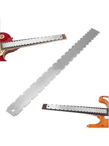 1set Stainless Steel Guitar Measuring Ruler, Slot Saw Ruler, Neck Notch Ruler, Leveling Ruler 2 In 1, Guitar Repair Accessory String Spacing Ruler, Suitable For Gibson 24.75 And Fender 25.5 Electric Guitars! - Silver - View 6