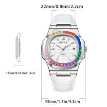 ONOLA Mới Sang trọng Đồng hồ Làm Việc  Da thật Đồng hồ Không thấm nước Nam Đồng hồ Sáng Ngày Thạch anh Nam Đồng hồ - trắng - Xem 5