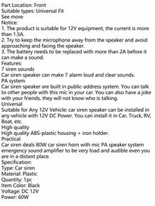 7種聲音響亮的汽車警報警報器、消防警報器、pa揚聲器、12伏特警報器、空氣喇叭咆哮器汽車喇叭110分貝 - 黑色 - 查看 2