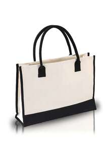 字母圖形單肩手提包大容量書包適合畢業生、青少年女孩、新生、大二、初中和高中大學生、大學和高中，非常適合戶外、旅行和返校防水尼龍斜挎包，休閒字母貼佈裝飾單肩包女士時尚拉鍊錢包 - 黑與白 - 查看 6