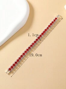 1pc Full rhinestones Decorated Bracelet - Red - View 2