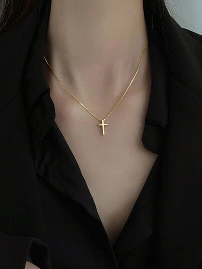 1條流行的簡約光滑表面吊墜項鍊,適合女性日常穿戴