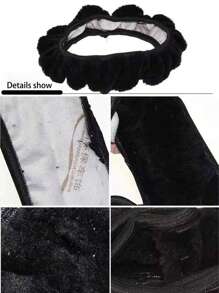 1 PC Sang Trọng Đàn Hồi Bọc Vô Lăng Mềm Giữ Ấm Mùa Đông - màu đen - Xem 4