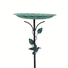 1 Set Outdoor Metal Lotus Leaf Bird Bath, Perfect For Garden, Yard, Patio, Bird Water Feeder And Feeding Bowl - Green - View 8
