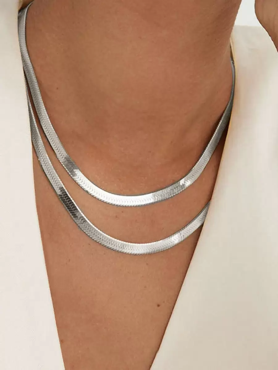 17KM 1pc Fashionable Simple Serpentine Chain & Multi-layer Necklace For Holiday, Party, Date, Daily, Gift