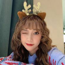 1 件女孩多色发光鹿角头带，圣诞节森系风格发饰 - 彩色 - 查看 1