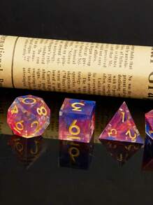 Dice Bộ - Nhựa Đa diện Dice Đối với Nhập vai Dice 7pcs Dice Đối với Trò chơi - Màu Hồng  San hô - Xem 7