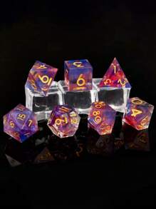 Dice Bộ - Nhựa Đa diện Dice Đối với Nhập vai Dice 7pcs Dice Đối với Trò chơi - Màu Hồng  San hô - Xem 5