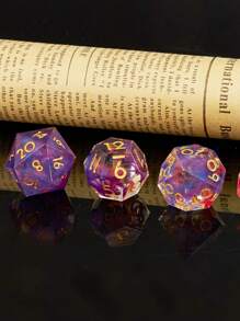 Dice Bộ - Nhựa Đa diện Dice Đối với Nhập vai Dice 7pcs Dice Đối với Trò chơi - Màu Hồng  San hô - Xem 6