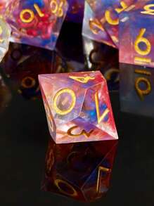 Dice Bộ - Nhựa Đa diện Dice Đối với Nhập vai Dice 7pcs Dice Đối với Trò chơi - Màu Hồng  San hô - Xem 3