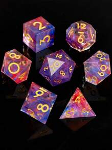 Dice Bộ - Nhựa Đa diện Dice Đối với Nhập vai Dice 7pcs Dice Đối với Trò chơi - Màu Hồng  San hô - Xem 1