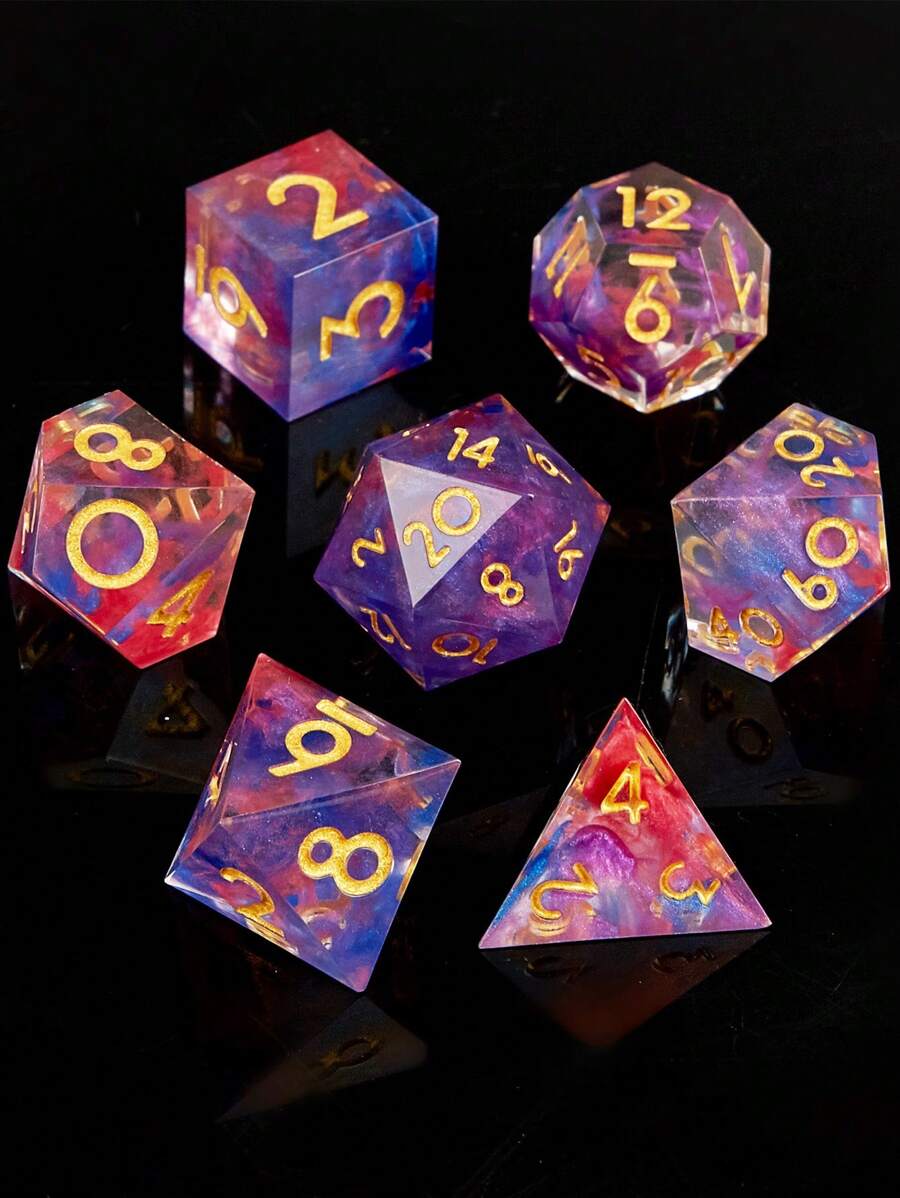 Dice Bộ - Nhựa Đa diện Dice Đối với Nhập vai Dice 7pcs Dice Đối với Trò chơi - Màu Hồng  San hô - Xem 1