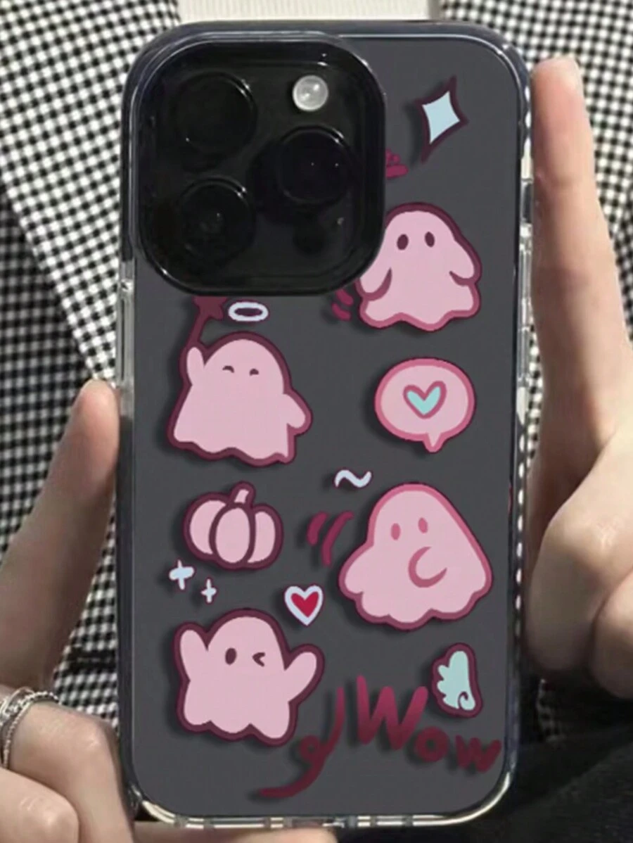 1入組可愛粉色幽靈主題防震tpu手機殼,適用於iphone 13 Pro Max / 14 Plus / 15 - 彩色 - 查看 1