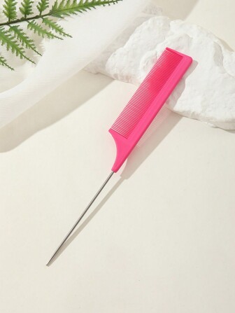 1pc Rat Tail Design Hair Comb With Fine Tooth Long Steel Pin Styling Parting Carbon Fiber Heat Resistant Anti Static, Hair Parting & Teasing, Heat Resistant, For All Types Hair Styling, Girls Hair Brush, Comb, Hair Tools, Hair Products And Accessories For Barber Salon Beauty Back To School, Travel Holiday Essentials, Brushes, Hair Brush, Detangling Brushes, Hair Brush, Barber, Hairdressing Equipment, Hairdressing, Hair Brush, Brush Hair Brush Set, Comb Hair, Comb For Curls, Detangling Brush, Hair Brush For Women, Barbershop, Hairdressing Equipment