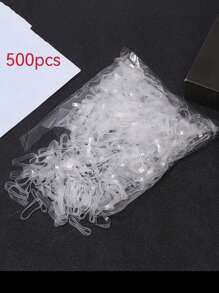 500 Piezas Ligas De Cabello Elásticas Desechables Transparentes Gruesas, Bandas De Goma Pequeñas Para Adultos, Duraderas Y De Alta Elasticidad - transparente - Ver 1
