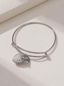 1 件时尚可爱甜美风格百搭水钻装饰字母和心形人造女士手链，适合休闲、派对、度假、日常佩戴