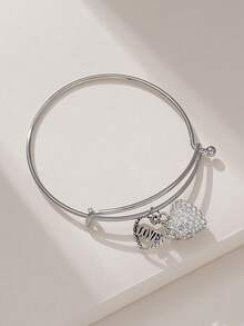 1 件时尚可爱甜美风格百搭水钻装饰字母和心形人造女士手链，适合休闲、派对、度假、日常佩戴