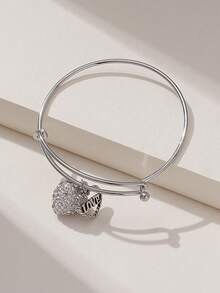 1 件时尚可爱甜美风格百搭水钻装饰字母和心形人造女士手链，适合休闲、派对、度假、日常佩戴