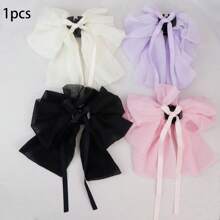 1pc防滑髮夾,雪紡長飄流線口爪夾半捆頭夾頭髮夾女孩細髮造型配件