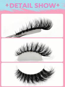 Asiteo 7 Pairs 3D Transparent Eyelashes With Natural Soft Faux Mink Lashes, Fluffy Curly Cat Eye False Eyelashes - 黑色 - 查看 6