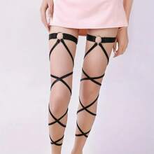 1 对，镂空十字吊袜带腿套，适用于哥特式十字绷带长袜大腿腰带狂欢派对节日服装配饰万圣节 - 彩色 - 查看 1