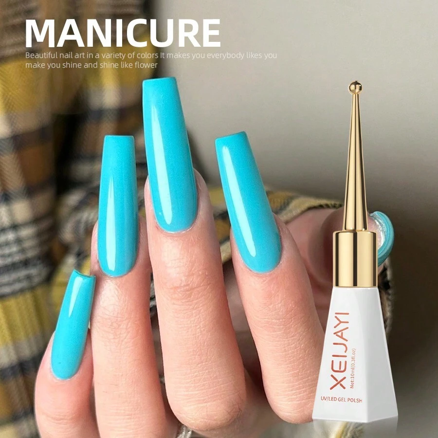 XEIJAYI 1pc Long-Lasting Blue Gel Nail Polish UV/LED Soak Off Gel Nail Polish For Nail Art DIY Salon Home Holiday Gift For Women - 藍色 - 查看 1