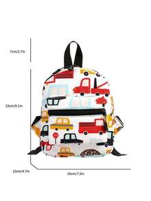 Cartoon Car Printed Kids Backpack, Random Pattern Placement, Suitable For Kindergarten And Casual Use - Multicolor - View 7