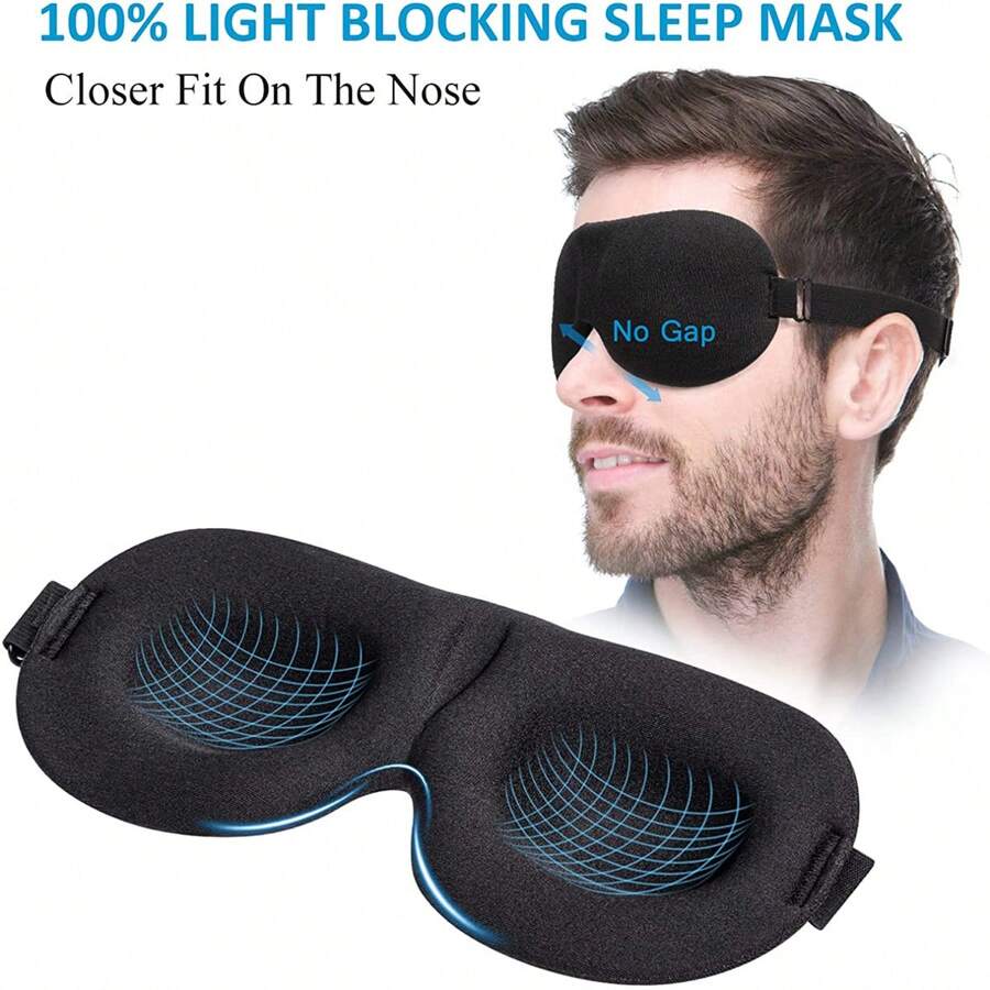 1 pieza Máscara de ojos 3D para dormir sin ala nasal, transpirable, bloqueo ligero, suave, ajustable unisex ideal para acampar