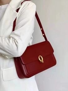 復古簡約單色設計女式肩袋