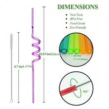 8pcs 80s Theo chủ đề Buổi tiệc Có thể tái sử dụng Xoắn ốc Ống hút - Nhiều màu - Xem 5